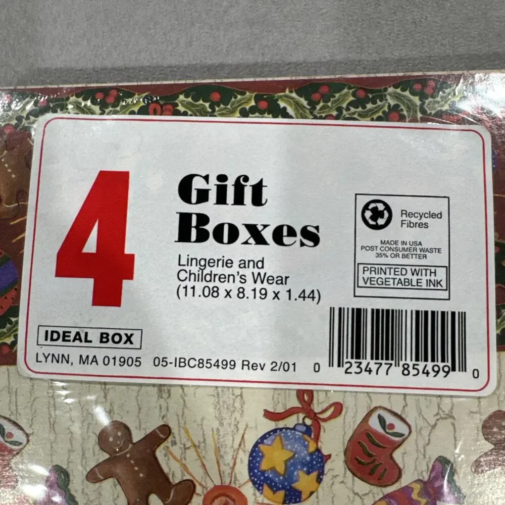 Vtg Ideal Box Brand Holiday Christmas Themed Gift Boxes Pack of 4 Made In USA